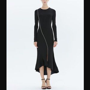 Esteban Cortazar Long Sleeve Bodycon Nylon Dress Black White Size FR 36